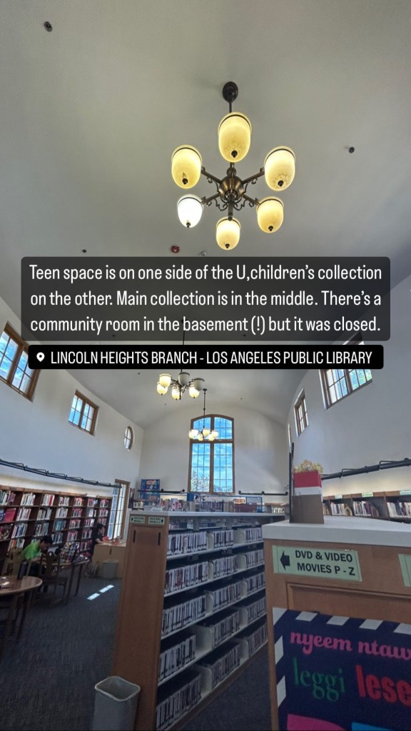 Teen space is on one side of the U, children's collection is in the middle. there's a community room in the basement (!) but it was closed.